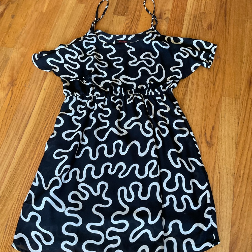 Xtaren,  Black & White Off The Shoulder Mini Dress